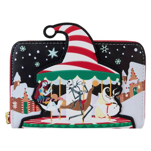 NWT Loungefly The Nightmare Before Christmas Candy Cane Carousel Zip Around Wall - Picture 1 of 7